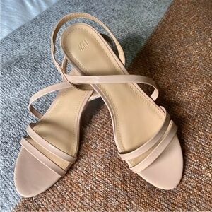 H&M light beige nude strappy open toe sandal heels